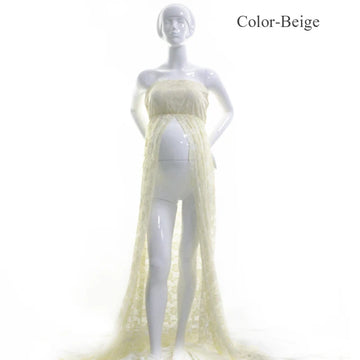 MQTIME  -  Summer Maternity Photography Long Dress Off-the Shoulder Maternity Lace Dresses For Photo Shoot Front Slit